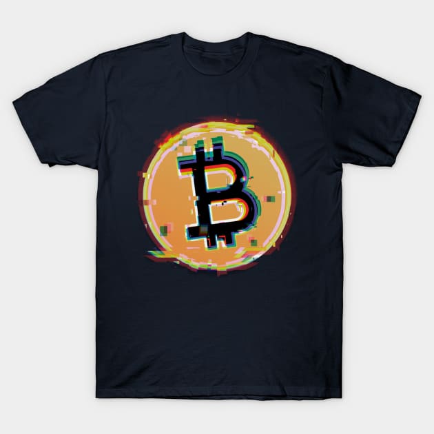 Bitcoin Crypto Coin Glitch T-Shirt by elaissiiliass